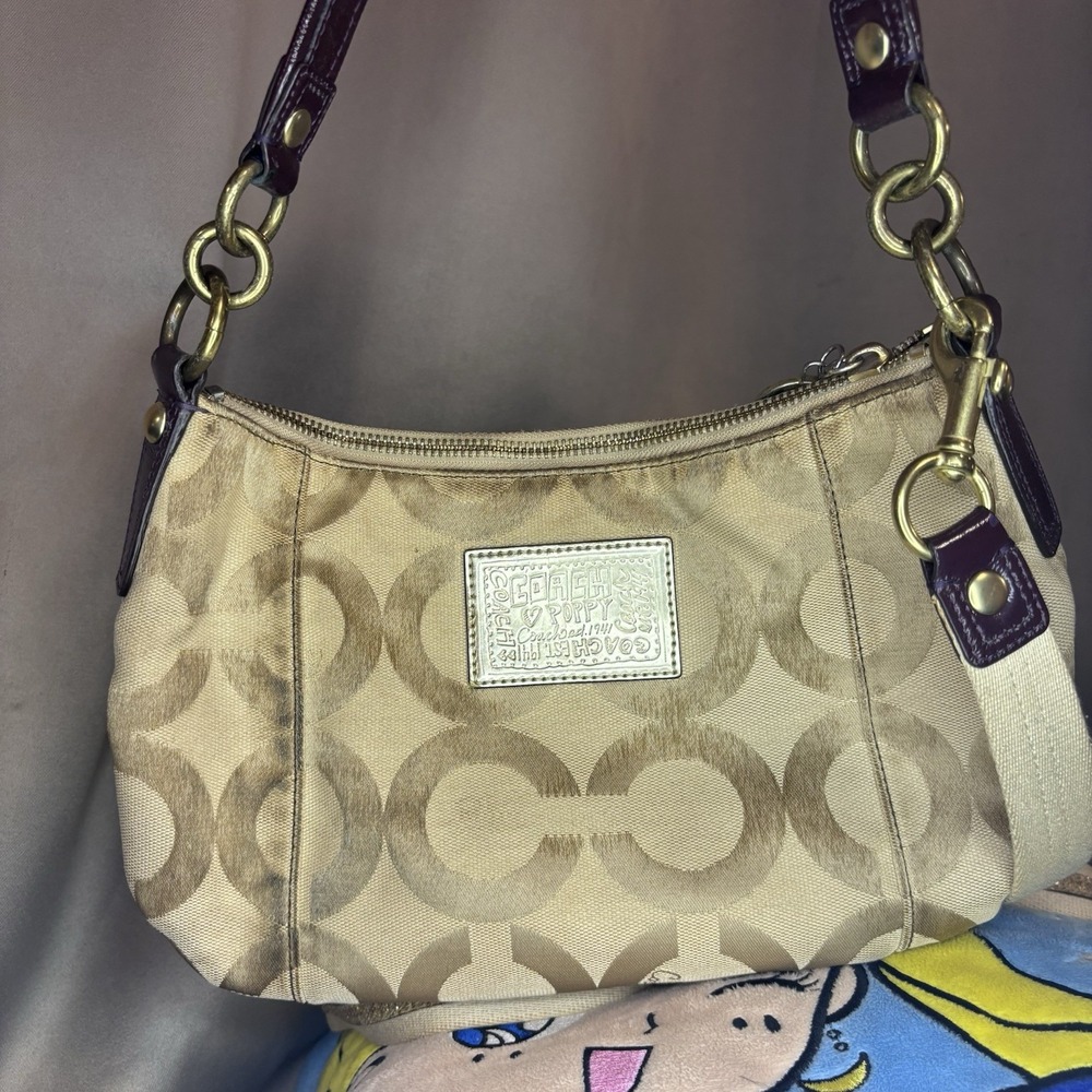Coach Poppy Graffiti Signature C Khaki Gold Canvas Crossbody Bag F15309 Mens - Picture 2 of 8